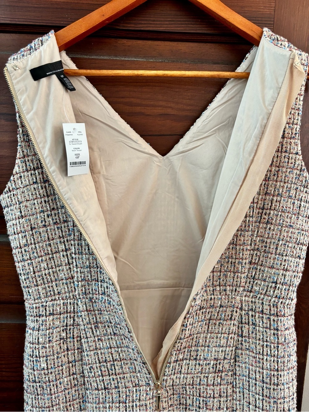 NWT White House Black Market Tweed Sheath Dress Size 6P - Picture 10 of 11